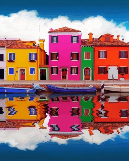Cities Colorful Water Reflection Paint By Numbers