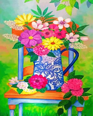 Cool Chair With Flowers Paint By Numbers