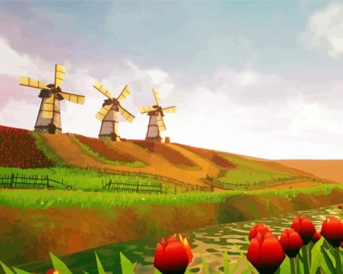 Cool Netherlands Countryside Art Paint By Numbers