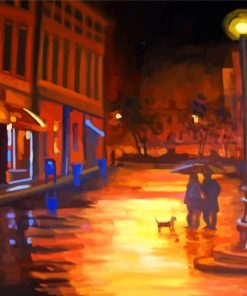 Couple Under Lamp Post At Night Paint By Numbers