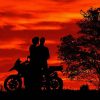 Couples On Motorcycle Sunset Paint By Numbers