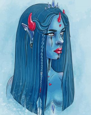 Demoness Blue Girl Paint By Numbers