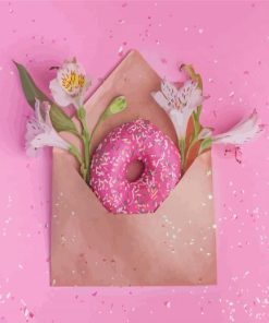 Donut And Flowers In Envelope Paint By Numbers