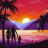 Family Beach Silhouette Illustration Paint By Numbers