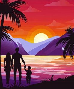 Family Beach Silhouette Illustration Paint By Numbers