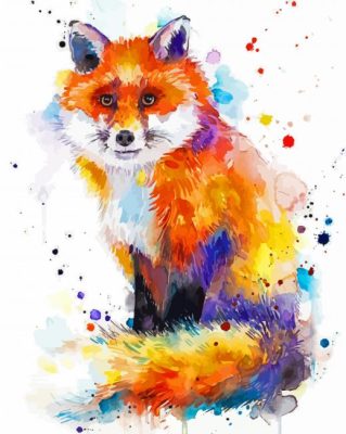 Fox Watercolor Splatters Paint By Numbers