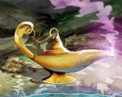 Golden Genie Lamp Paint By Numbers