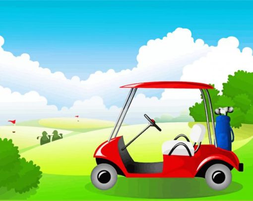 Golf Cart Cartoon Paint By Numbers