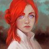 Gorgeous Woman With Red Hair And Blue Eyes Paint By Numbers