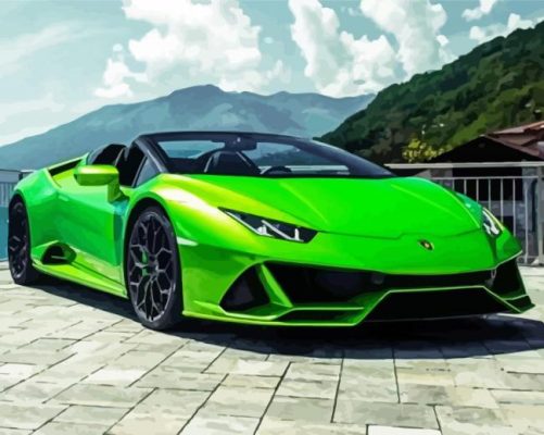 Green Lambo Huracan Art Paint By Numbers