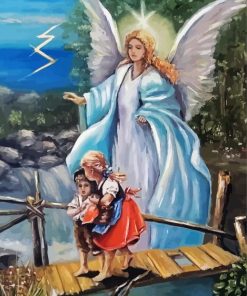 Guardian Angel On Bridge With Children Paint By Numbers