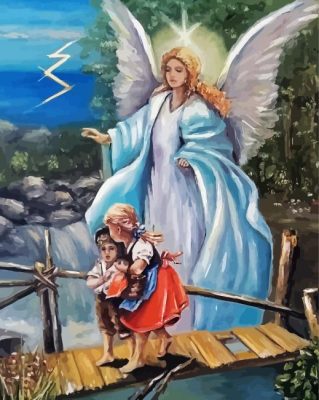 Guardian Angel On Bridge With Children Paint By Numbers