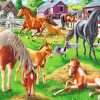 Happy Horses In Farm Paint By Numbers