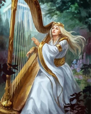 Harpist Lady Paint By Numbers