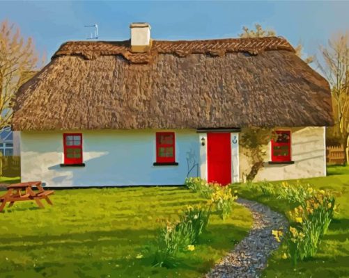 Irish Thatch Roof House Paint By Numbers