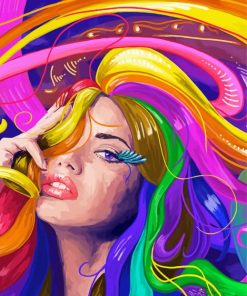 Lady With Colorful Hair Paint By Numbers