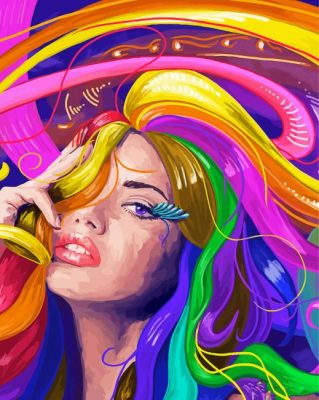 Lady With Colorful Hair Paint By Numbers