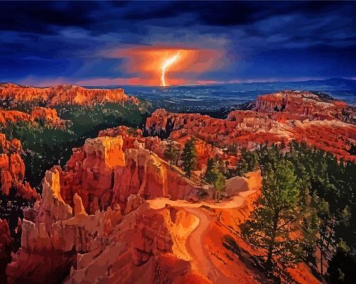 Lightning Bryce National Park Paint By Numbers