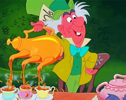 Mad Hatter Tea Party Cartoon Paint By Numbers