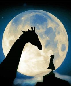 Moon Girl Silhouette With Giraffe Paint By Numbers