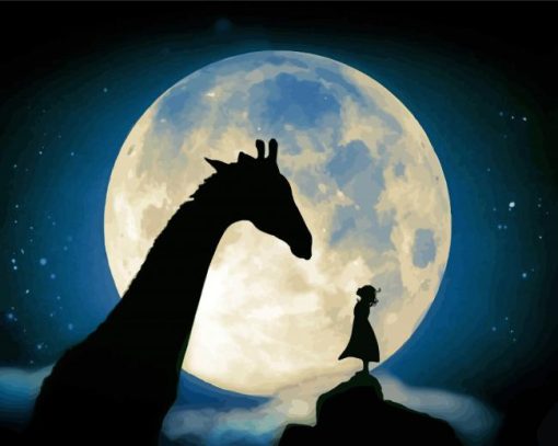 Moon Girl Silhouette With Giraffe Paint By Numbers