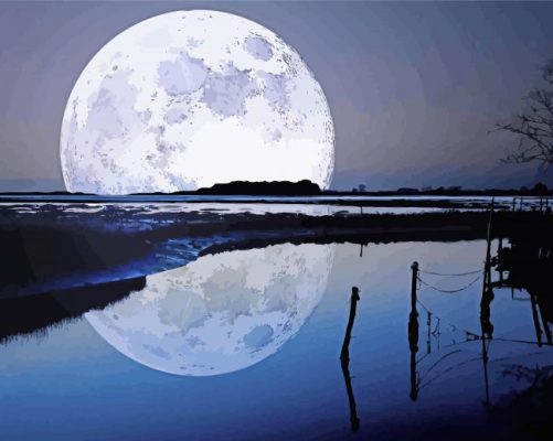 Moonlight On Water Reflection Paint By Numbers