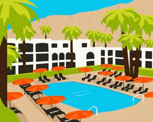 Palm Springs Pool Poster Art Paint By Numbers