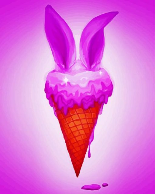 Pink Rabbit Ice Cream Paint By Numbers