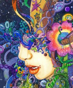 Psychedelic Head Woman Art Paint By Numbers