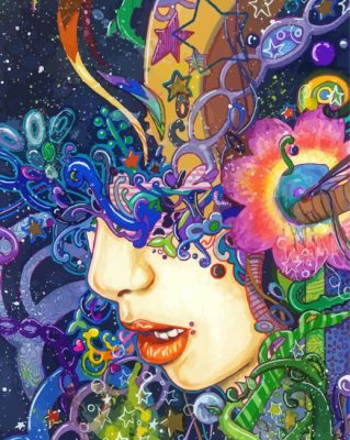 Psychedelic Head Woman Art Paint By Numbers