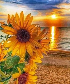 Sunflower Beach Sunset Paint By Numbers