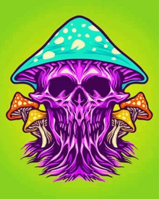 Trippy Mushroom Skull Paint By Numbers