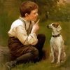 Vintage Boy With Dog Paint By Numbers