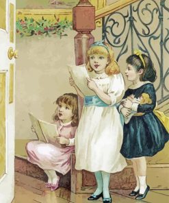 Vintage Three Little Girls Paint By Numbers