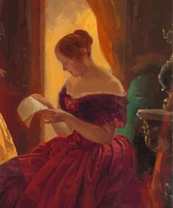 Dama Citajuca List Lady Reading A Letter By Jozsef Borsos paint by numbers