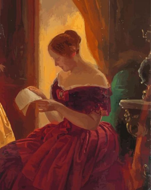 Dama Citajuca List Lady Reading A Letter By Jozsef Borsos paint by numbers