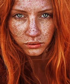 Girl With Orange Hair And Freckles paint by numbers