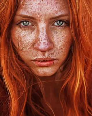 Girl With Orange Hair And Freckles paint by numbers