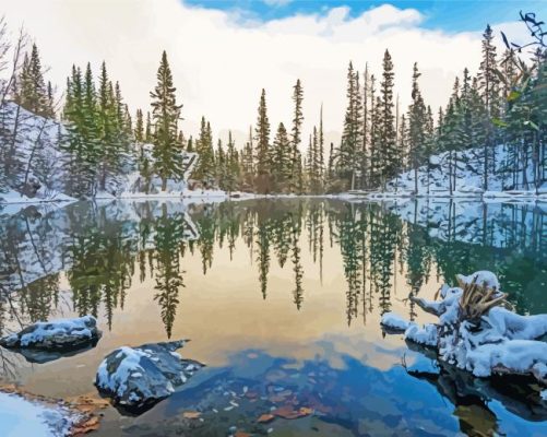 Grassi Lakes Water Reflection Paint By Numbers