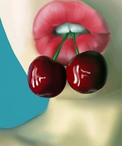 Lips With Cherry paint by numbers