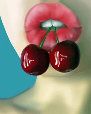 Lips With Cherry paint by numbers