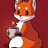 Little Fox With Coffee Cup paint by numbers