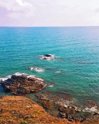 Mediterranean Seascape Beach paint by numbers