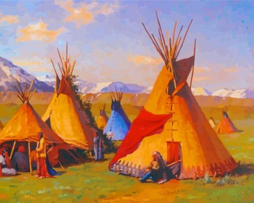 Native American Tipis Tents paint by numbers