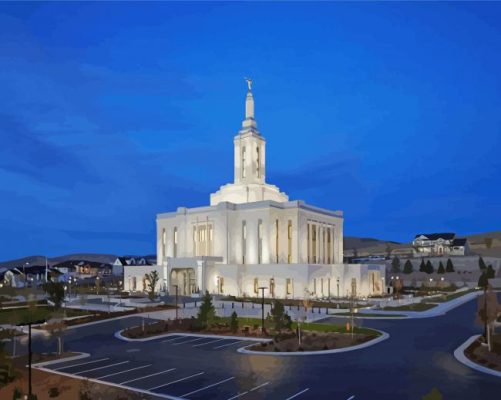 Pocatello Idaho Temple At Night paint by numbers