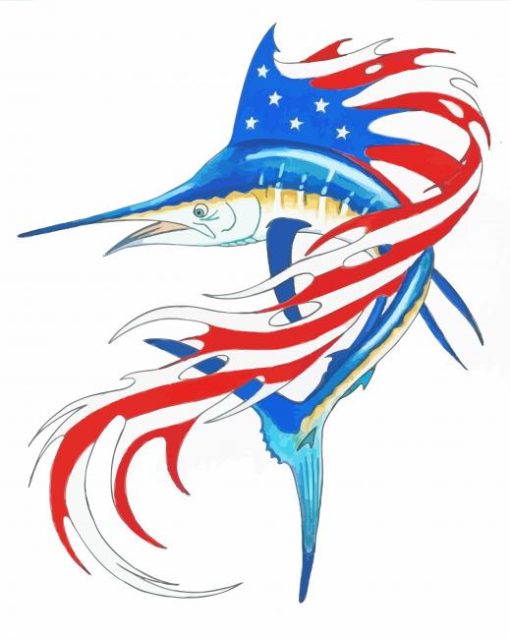 Sailfish American Flag paint by numbers