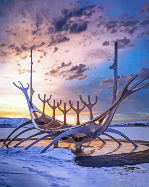 Snow Sun Voyager Iceland paint by numbers