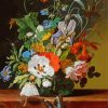Still Life with Flowers in a Vase on a Ledge With a Dragonfly by Rachel Ruysch paint by numbers