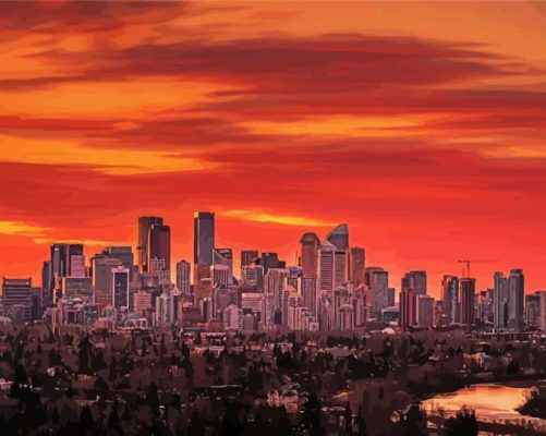 Sunrise Calgary Alberta paint by numbers