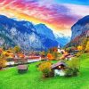Sunset At Lauterbrunnen Village paint by numbers